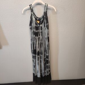 Women's In Gear Black & Grey Tie Dye Maxi Dress OS Fits Most Boho Hippie